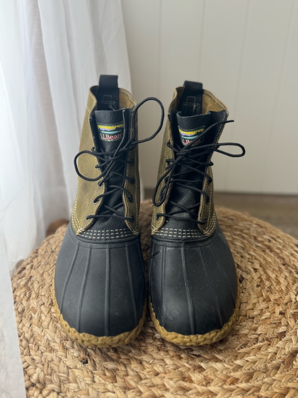 L.L. Bean Men's Waterproof Duck Bean Boot Lace Up Leather Ankle Size 14 OliveBlk